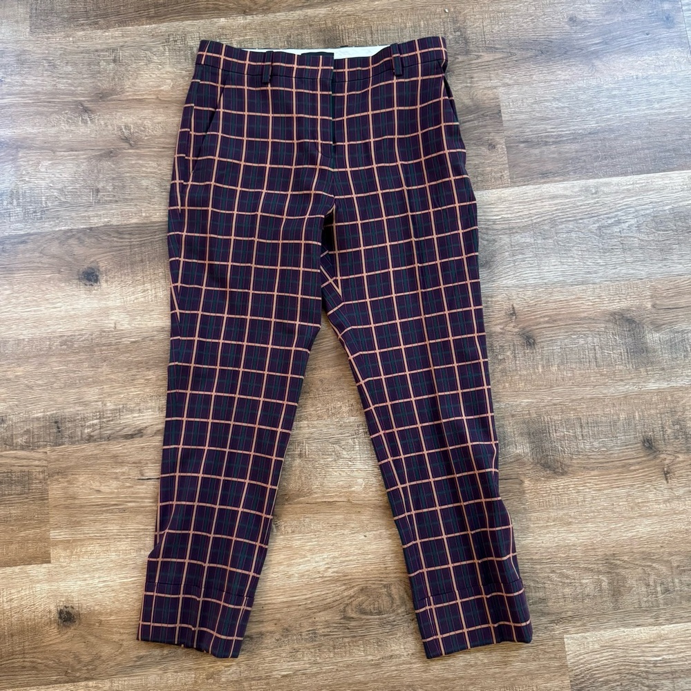 Theory Crop Cuff Pant York Plaid 2